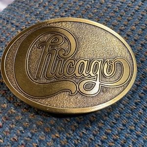 Vintage CHICAGO Belt Buckle Brass 2015 Concert Tour Souvenir